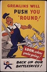 Gremlins will push you 'round^ Look where you're going^ Back up our battleskies^ - NARA - 535380.jpg