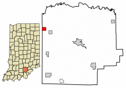 Location of Saltillo in Washington County, Indiana.