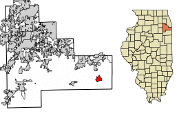 Location of Beecher in Will County, Illinois.