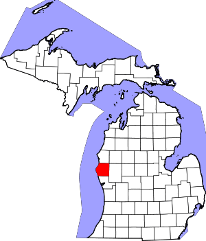 Map of Michigan highlighting Oceana County