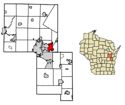Location of Kaukauna in Outagamie County, Wisconsin.