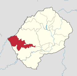Map of Lesotho with the district highlighted