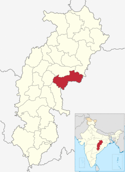 Location of Mahasamund district in Chhattisgarh