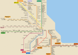 Schematic of Metra's routes, as well as the South Shore Line. This schematic is not to scale.