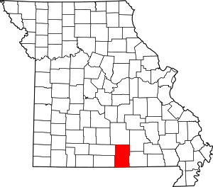 Map of Missouri highlighting Howell County