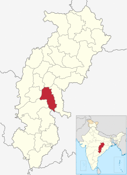 Location of Dhamtari district in Chhattisgarh