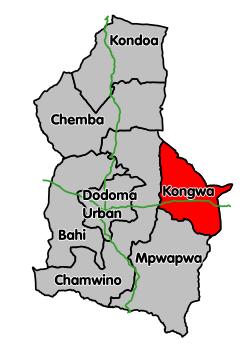Kongwa District's location within Dodoma Region