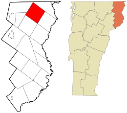 Location in Essex County and the state of Vermont.