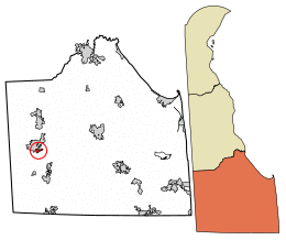 Location of Blades in Sussex County, Delaware.