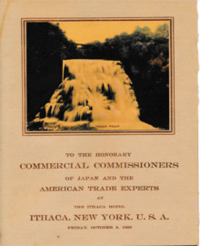 Leading civic and business leaders of Ithaca, New York greet the 1909 Shibusawa Delegation, along with representatives of the U.S. government.