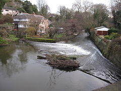 Weir on the River Alyn - Afon Alun - geograph.org.uk - 1721449.jpg