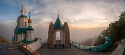 View of the St. Nicholas Church and the St. Andrew Chapel of the Holy Mountains Lavra