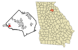 Location in Jackson County and the state of Georgia