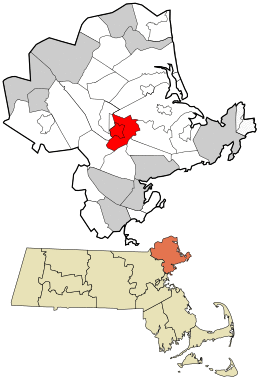 Location in Essex County and the state of Massachusetts.