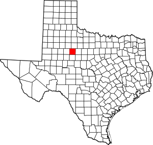 Map of Texas highlighting Fisher County