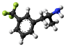 Ball-and-stick model of the norfenfluramine molecule