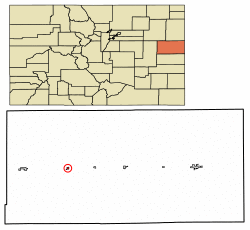 Location of Seibert in Kit Carson County, Colorado.