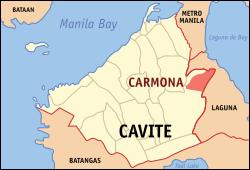 Map of Cavite with Carmona highlighted