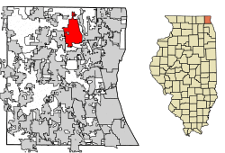 Location of Old Mill Creek in Lake County, Illinois.