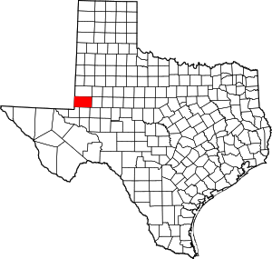 Map of Texas highlighting Andrews County