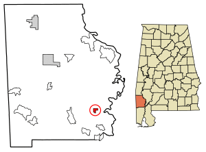Location of McIntosh in Washington County, Alabama.