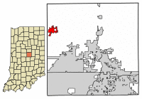 Location of Sheridan in Hamilton County, Indiana.