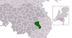Highlighted position of Deurne in a municipal map of North Brabant