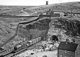 Woodhead Tunnel west portal during construction of new tunnel geograph-4048562-by-Ben-Brooksbank.jpg