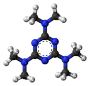 Ball-and-stick model of the altretamine molecule