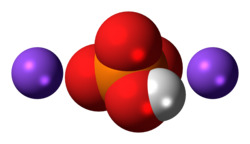 Ball-and-stick model of the component ions of disodium phosphate