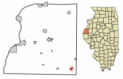 Location of Augusta in Hancock County, Illinois.