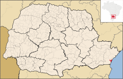 Location of Matinhos in the Paraná