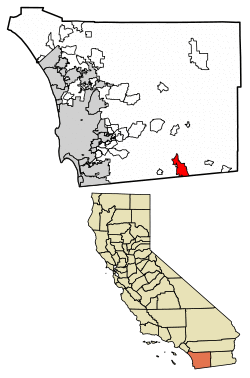 Location of Campo in San Diego County, California.