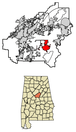 Location of Columbiana in Shelby County, Alabama.