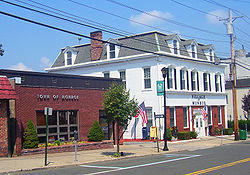 Former town hall (left) next to village hall