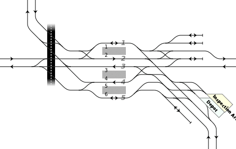 Track layout of Yamato-Saidaiji Station