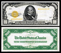 $1,000 Gold Certificate, Series 1928, Fr.2408, depicting Grover Cleveland