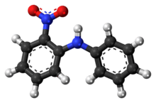 Ball-and-stick model of the 2-nitrodiphenylamine molecule