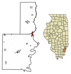 Location of Grayville in Edwards County, Illinois.