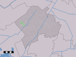 The town centre (dark green) and the statistical district (light green) of Frederiksoord in the municipality of Westerveld.