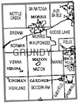 Map of Grundy County, Illinois.