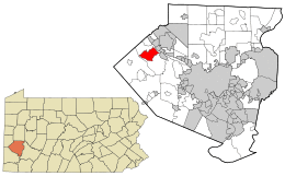 Location in Allegheny County and state of Pennsylvania