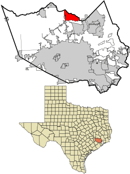Location in Harris County and the state of Texas