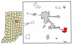 Location of Upland in Grant County, Indiana.