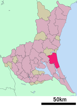Location of Hokota in Ibaraki Prefecture