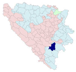 Location of Kalinovik within Bosnia and Herzegovina