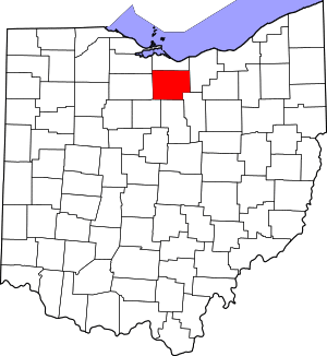 Map of Ohio highlighting Huron County