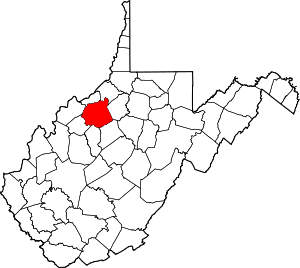 Map of West Virginia highlighting Ritchie County