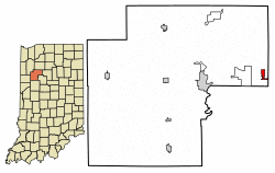 Location of Burnettsville in White County, Indiana.