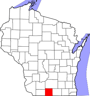 Map of Wisconsin highlighting Green County